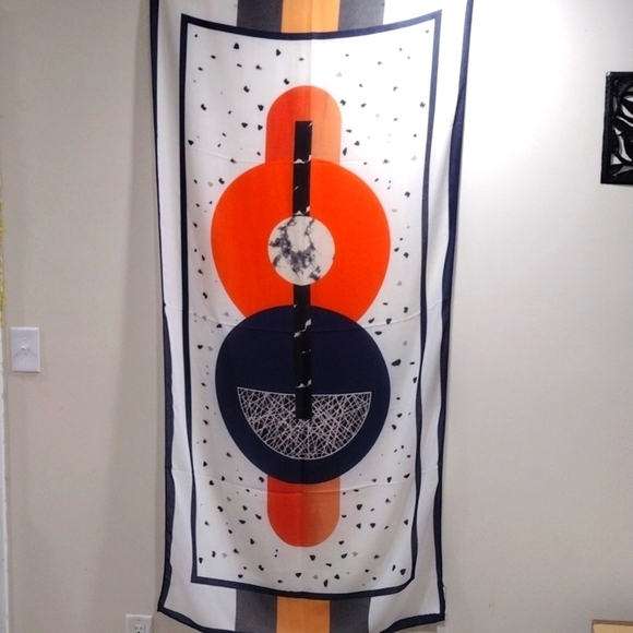 Coco Puss Korean Colorful Women's Large Scarf 33x70" - Red, Orange, Blue, Grey - Picture 8 of 8